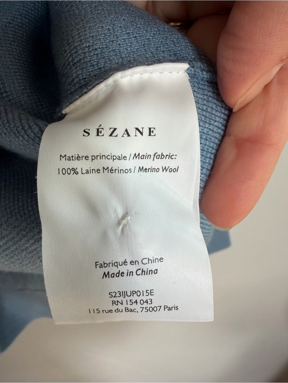 Sezane Bettany Cardigan Vintage Blue Merino Wool Lace Collar XS S23IJUP015E - Picture 6 of 8